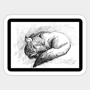 European red fox - ink drawing - nature inspired art and designs Sticker